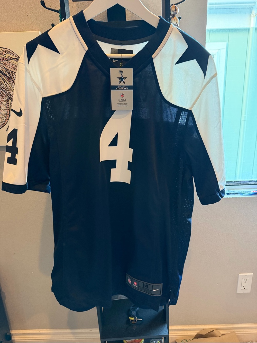 Nike Dallas Cowboys #4 Navy and White Football Jersey